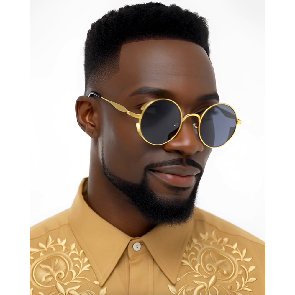 Round Steampunk Sunglasses Men's Gold Frame Designer Fashion Shades Hip Hop New